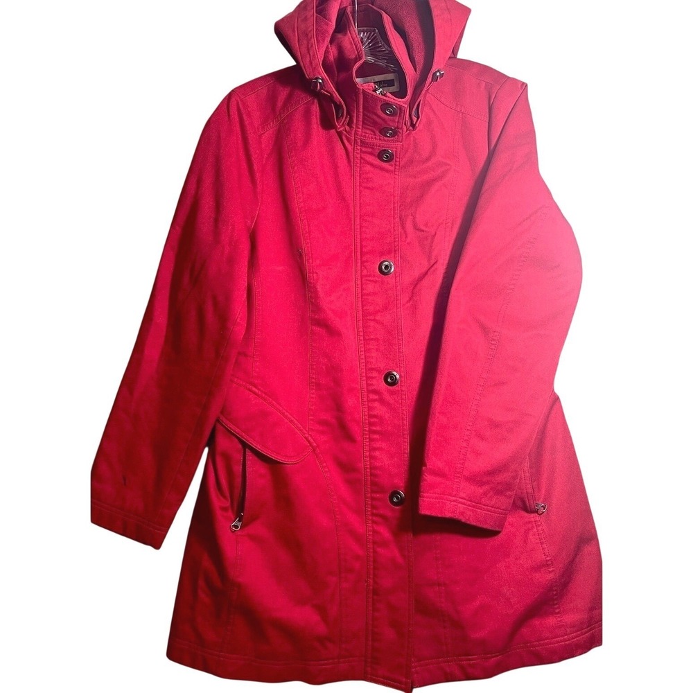 Kristin Blake Red Hooded Coat Women's Snap Front Jacket — Flawed - Medium